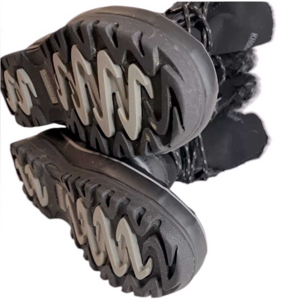 KHOMBU Women's Black Leather Rubber Winter Snow Boots Fleece Lined Mid Calf 7 - Picture 12 of 14